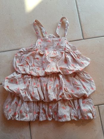 Robe courte été bretelles à volants Fille 3 ans Fleurs Vertbaudet 100% coton