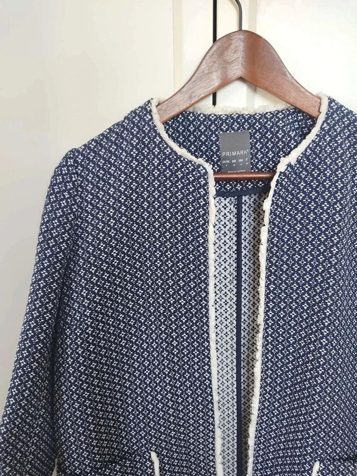 Veste neuve Primark taille 36 Pardessus imprimé bleu marine & blanc - photo numéro 3