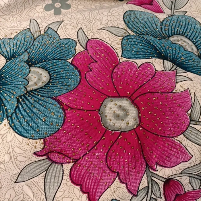 Tunique robe indienne 100 % soie longue imprimé fleuri coloré taille L ethnique bohème A148 - photo numéro 9