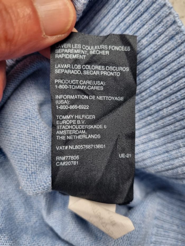 Pull col V Tommy Hilfiger bleu clair – Taille XXL Homme - photo numéro 7