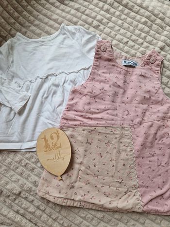 Ensemble t-shirt et robe patchwork rose et beige bébé fille