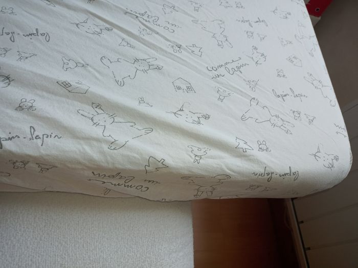 drap housse bébé 60x120cm
  blanc  lapin - photo numéro 4
