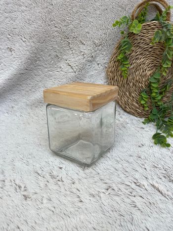 Pot en verre carré avec son couvercle en bois - Maison du monde 