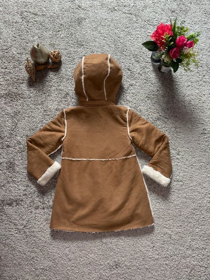 🌺Manteau caban marron et blanc fourrée en effet daim Taille 8ans/128cm🌺 - photo numéro 9