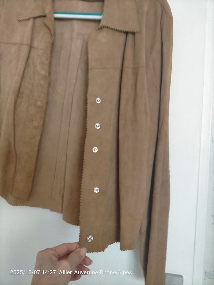 Veste chemise agneau velours couleur marron - photo numéro 3