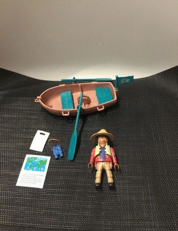 Playmobil lot barque + figurine garde forestier avec jumelles Wiltopia très bon état comme neuf