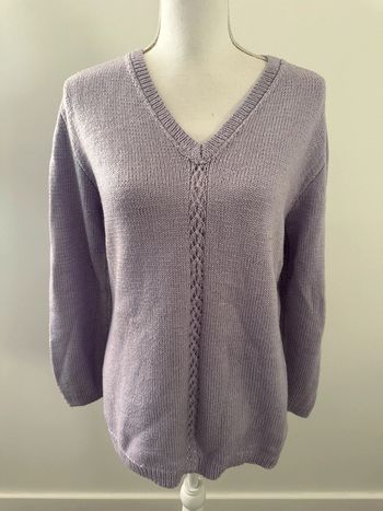 Pull ajouré broderies lila mauve Vintage T42 XL