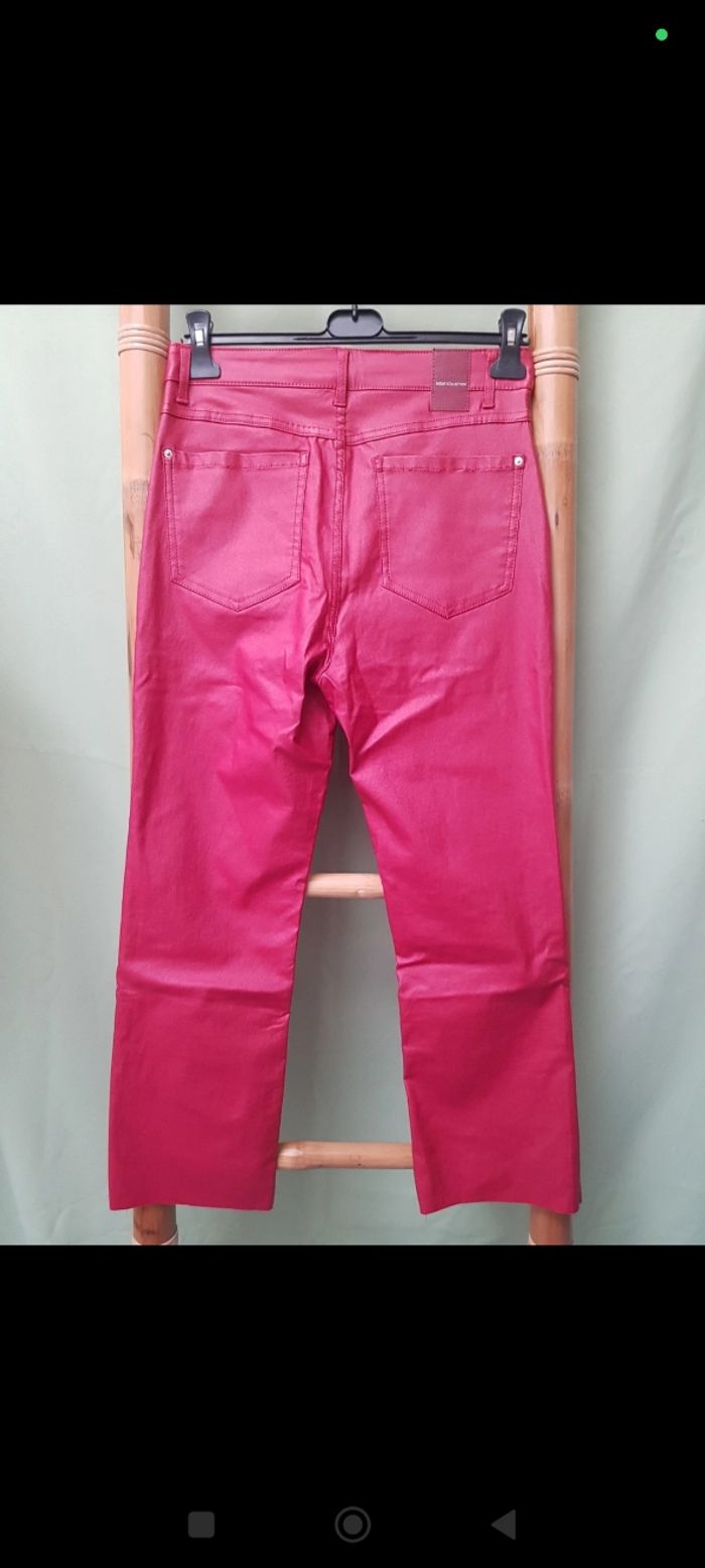 Pantalon rouge huilé - Zara - T38 - photo numéro 2