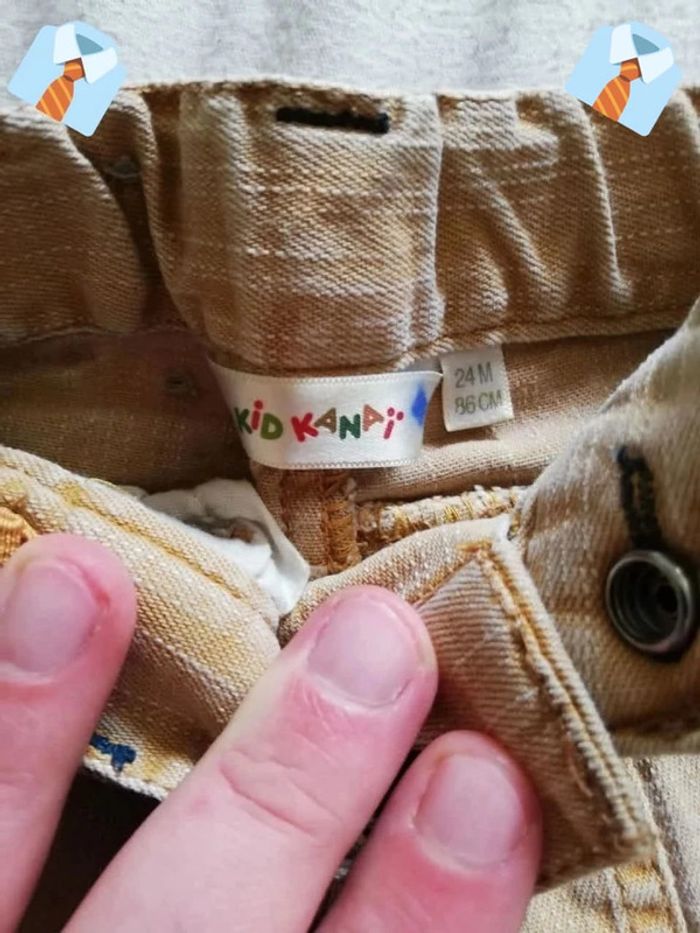 Jean Beige à Bouton Braguette "Kid Kanai" - Taille 24 Mois - photo numéro 3