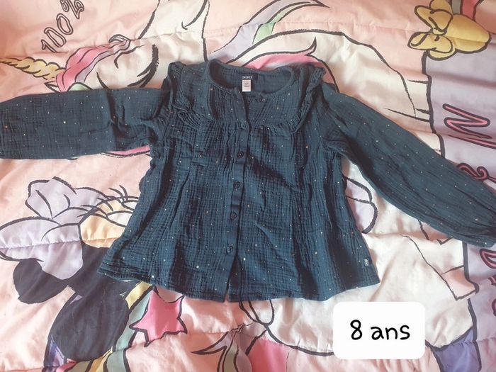 Blouse bleu canard okaidi 8 ans