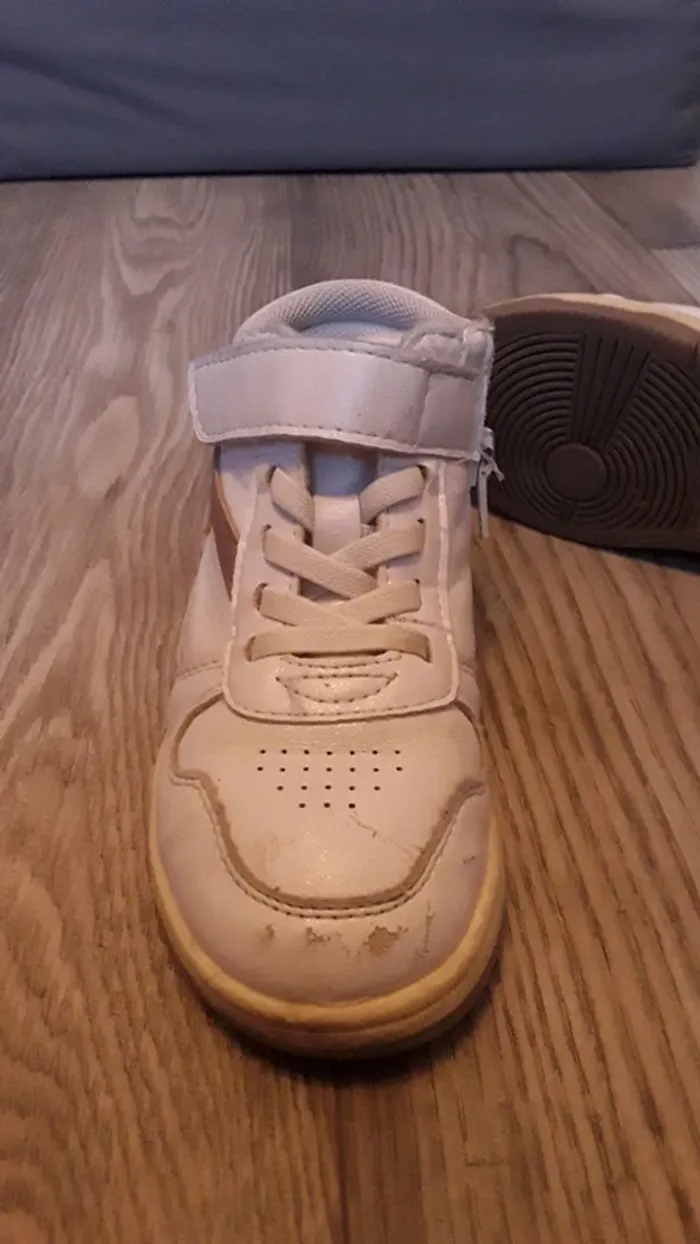 Chaussures blanches et marron taille 26 fermeture éclair scratch chaussures montantes - photo numéro 5