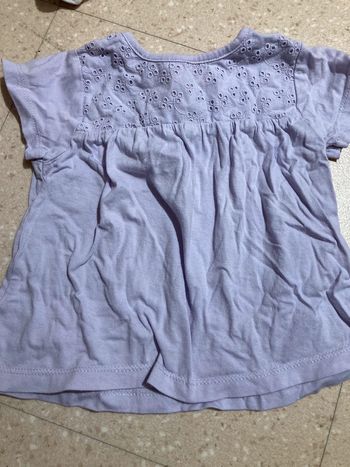 T shirt mauve dentelle
