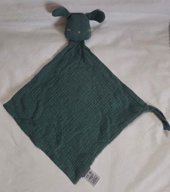 Doudou Lapin plat losange lange vert a pois - Vertbaudet
