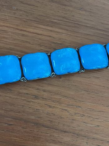 Bracelet vintage en métal et émail bleu Jacques Gautier