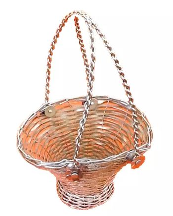 Années 1950 Panier tressé Métal fil doré