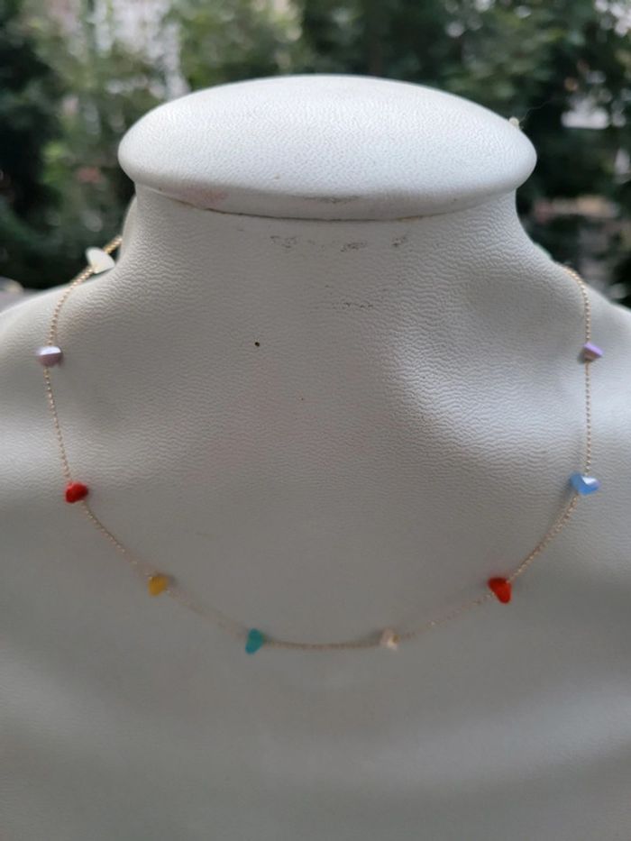 Collier ras de cou plaqué or et zirconiums - photo numéro 2