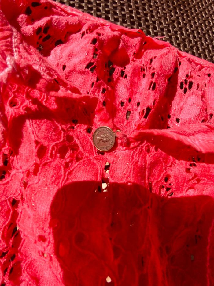 Ample Tunique en dentelle, rose, vif, taille unique - photo numéro 8