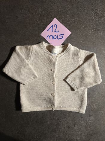 Gilet beige pailleté 12 mois