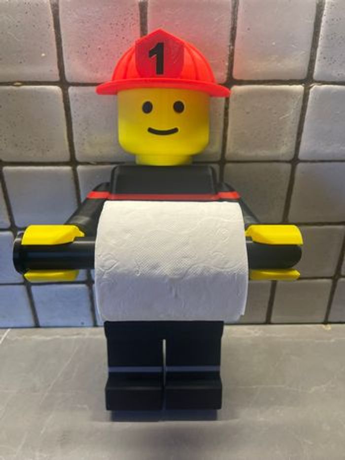Porte-Papier Toilette Style Lego Pompier – Déco Fun & Originale Salle de Bain