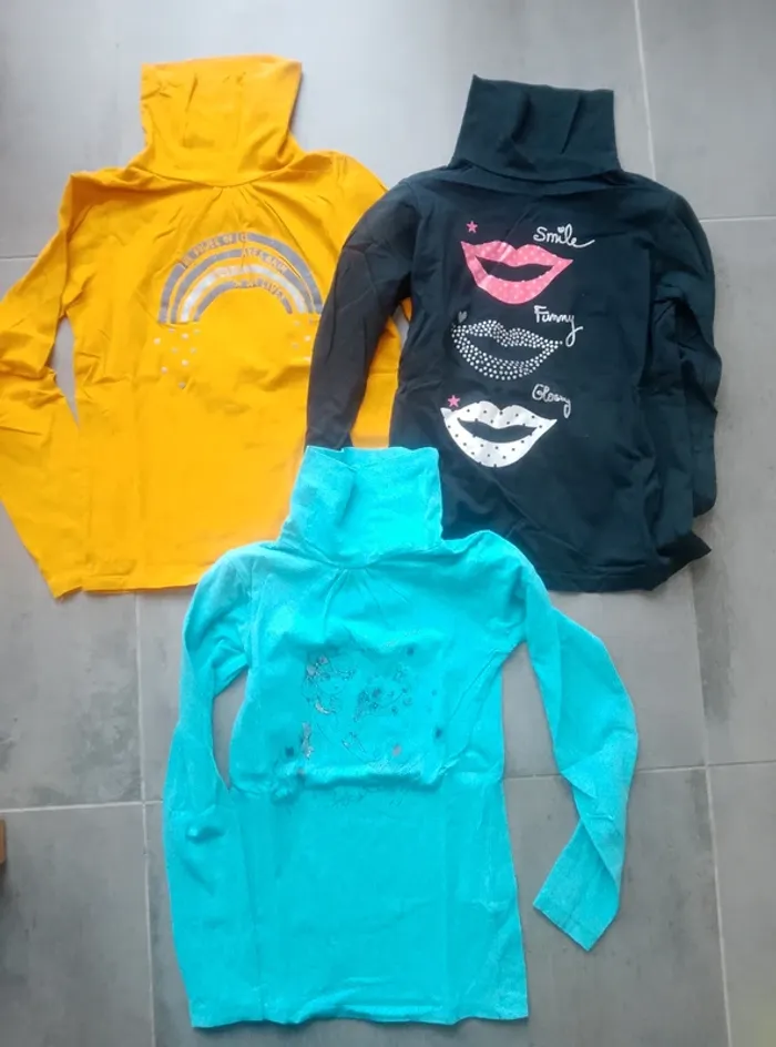 Lot de 3 t-shirts manches longues à col roulé - Fille 12 ans