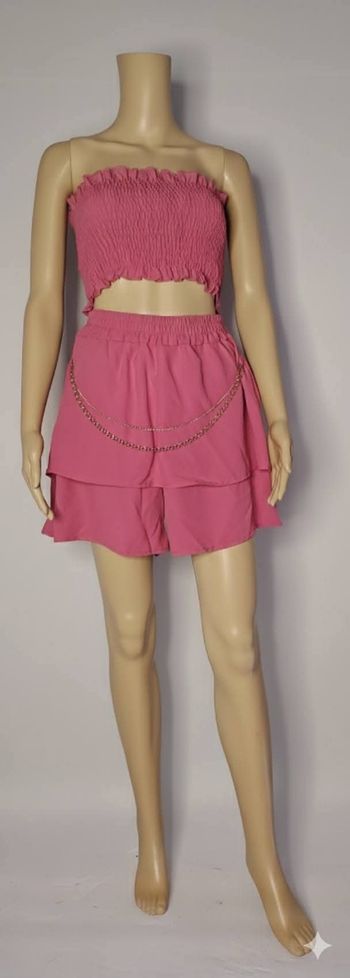 Ensemble 2 pièces Fushia - Top Bustier & jupe Short - Neuf - Taille Unique