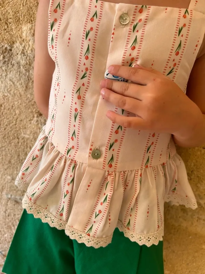 Blouse top et noeud créatrice imprime romantique 7 ans - photo numéro 3