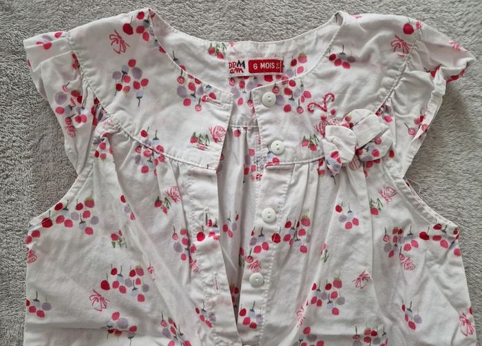 Barboteuse légère blanche à motif rose DPAM 6M (BE) - photo numéro 4