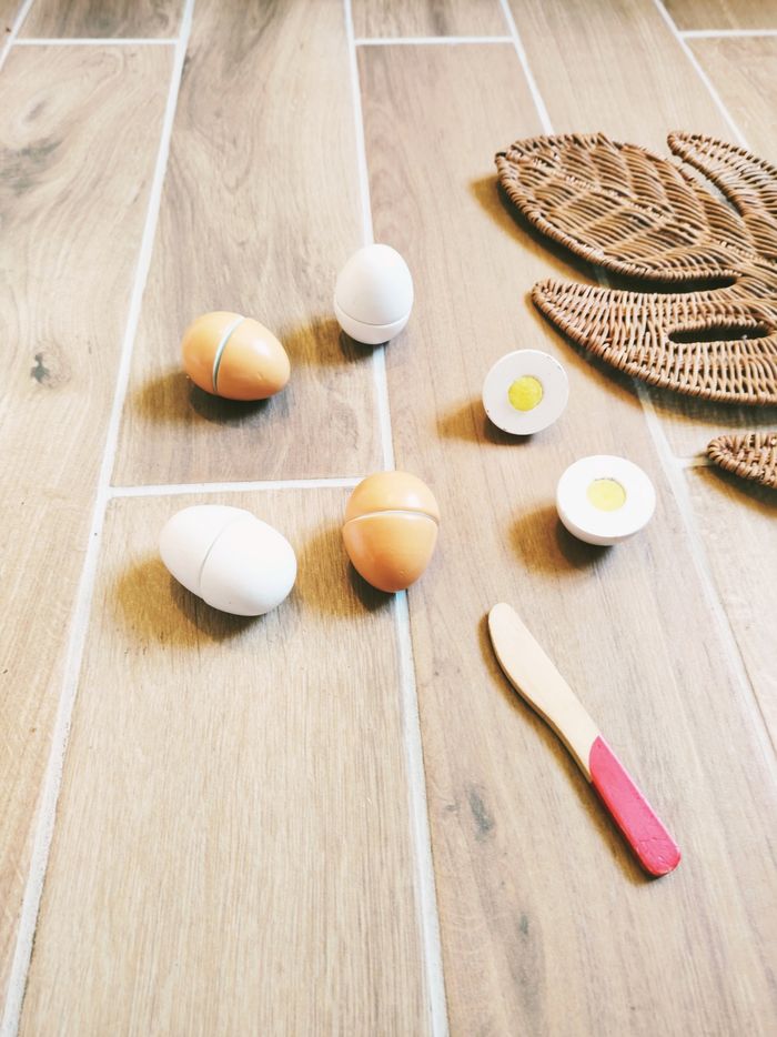🥚Dinette lot d'œufs en bois avec scratch
