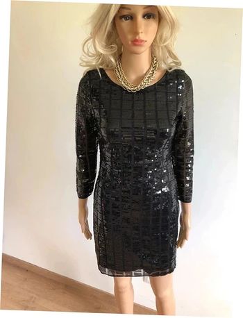 Robe noire neuve en sequins Molly Bracken taille XS
