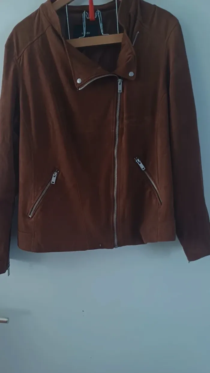 Veste suédine marron foncé taille 44 Kiabi - photo numéro 2