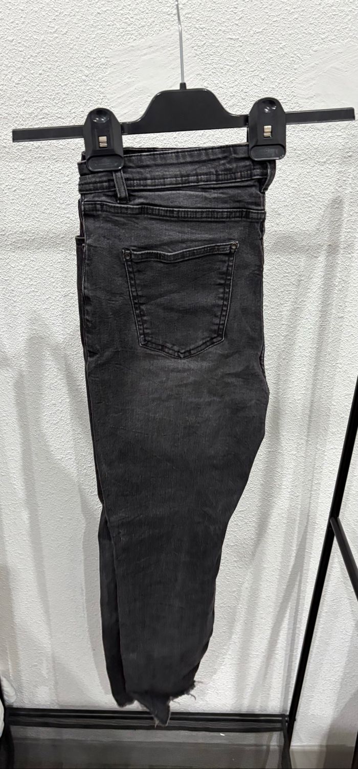 Jean skinny noir effet délavé en coton Camaïeu - Taille 40 - photo numéro 4