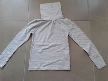 T-shirt ML beige rayé doré fille OKAIDI en 6 ans TBE
