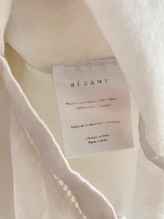 Chemisier Sezane blanc noir - photo numéro 4