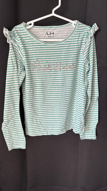Haut LH – Rayures vert et blanc – Inscription "Princess" pailletée