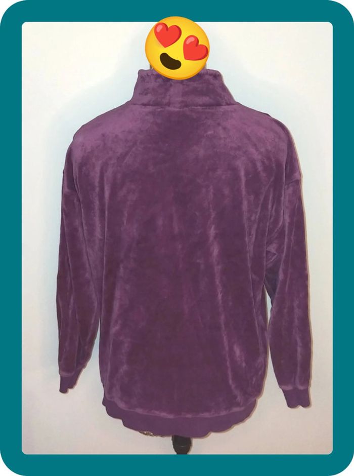 Sweat velour violet femme, taille M, coton - photo numéro 3