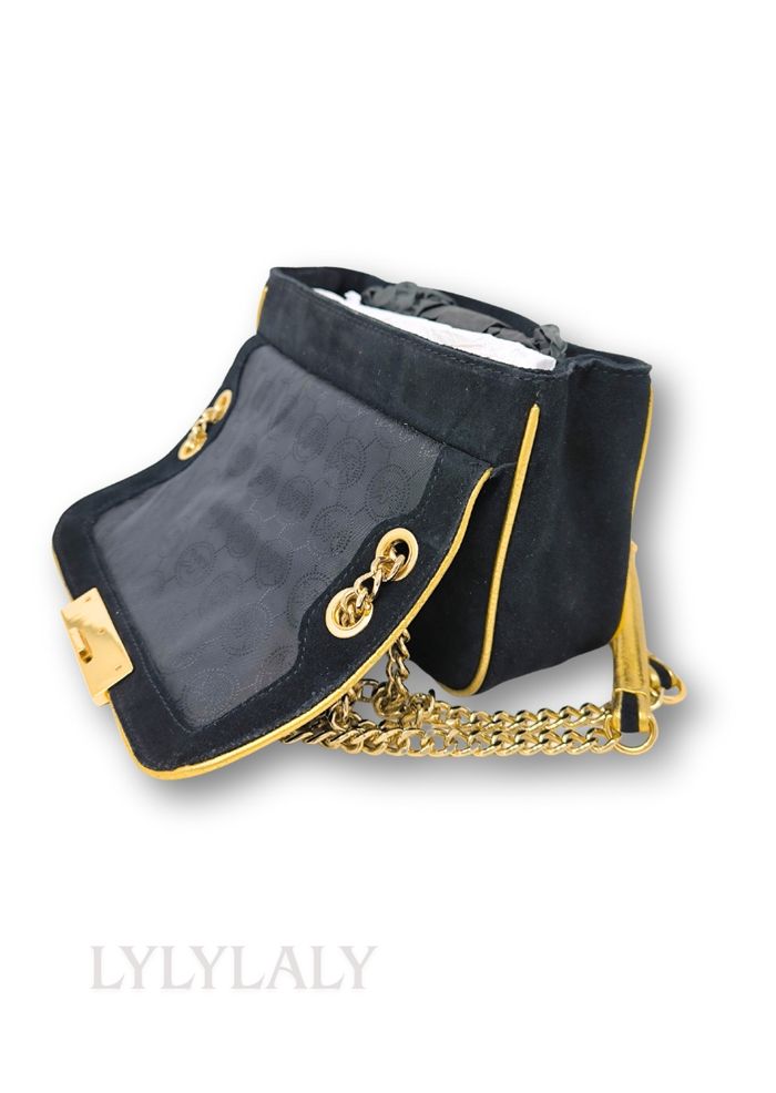 Sac Michael Kors noir et doré en suédine – Chaîne dorée – Élégant et chic - photo numéro 5