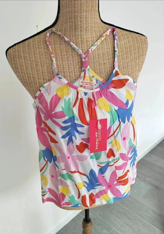 15 € Top / Blouse Dpam Motif fleurs 10 ans Neuf avec étiquette - photo numéro 4