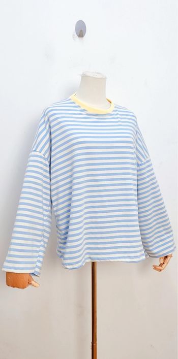 T-shirt rayé bleu ciel & blanc 💙 Style marinière oversize
