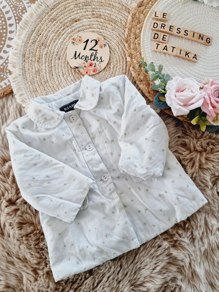 Manteau veste léger blanche étoiles dorées 12mois bébé fille