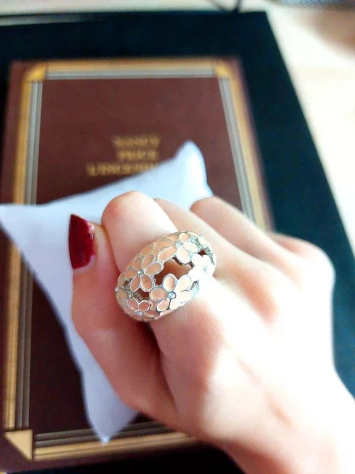 Magnifique bague fleurs rose et argenté - photo numéro 4