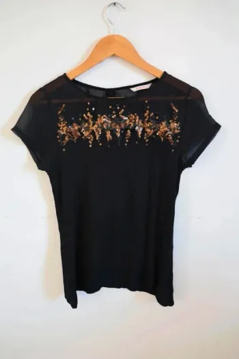 C36 blouse noir Camaïeu T2