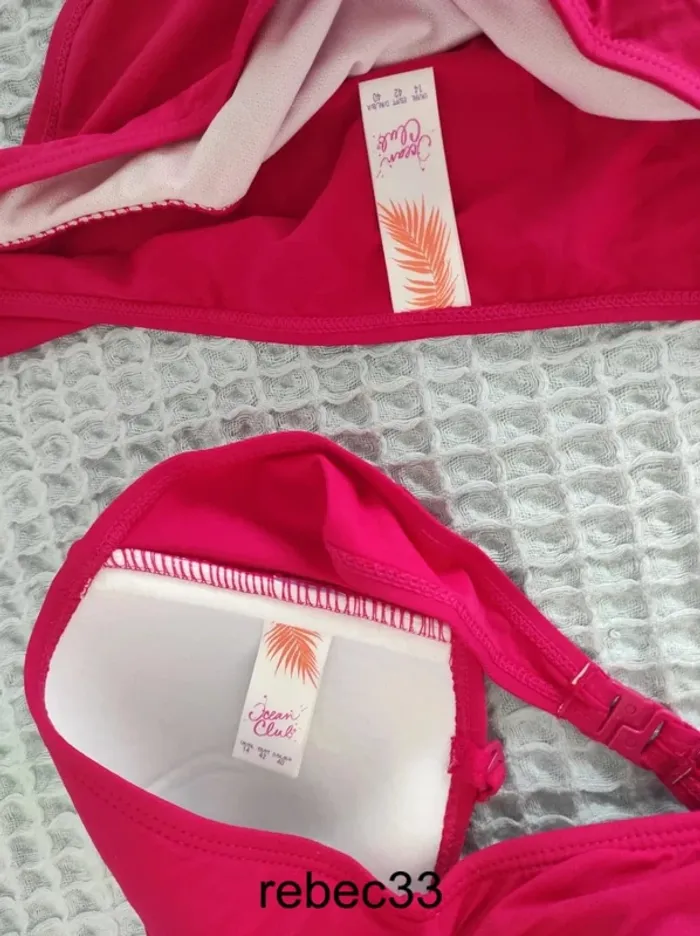 Maillot de bain rose fuchsia 2 pièces - photo numéro 3