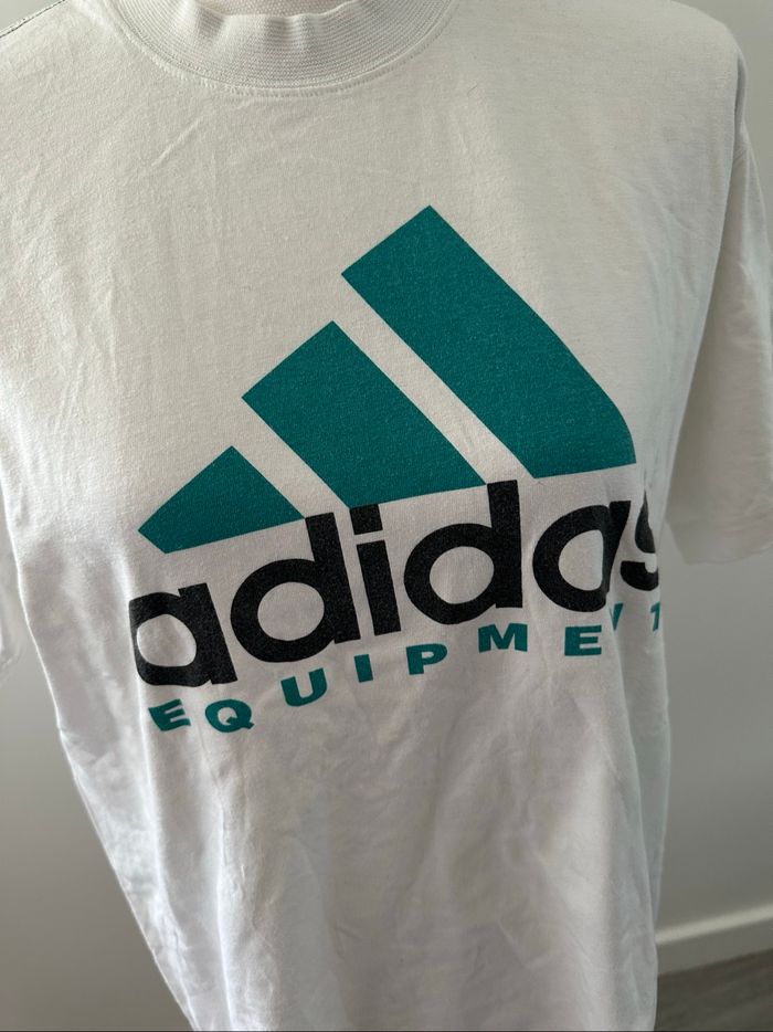 T-shirt blanc et vert Adidas Equipment Vintage T38 M - photo numéro 2