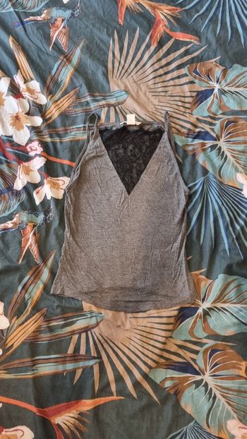 Débardeur dentelle gris/noir xs/34