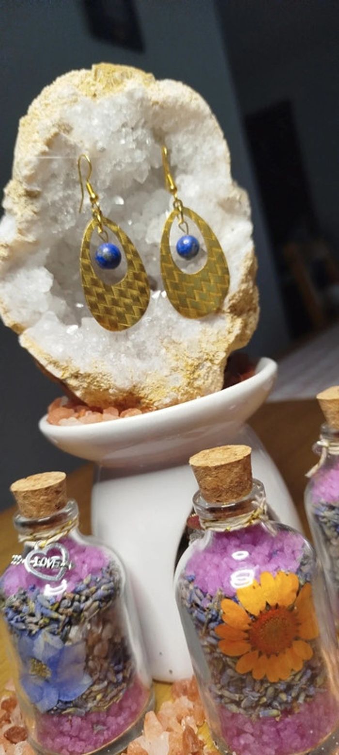 Boucles d'oreilles en lapis-lazuli. - photo numéro 3
