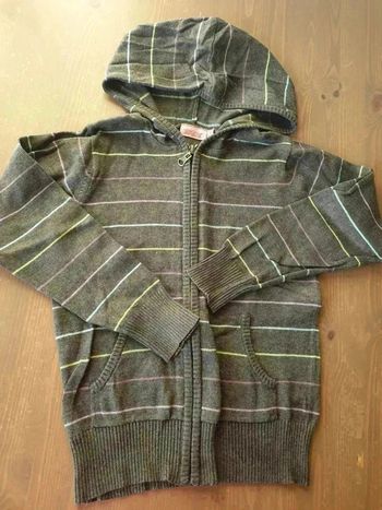 Gilet zippé à capuche 10 ans rayé NKY