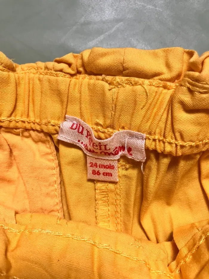 Joli pantalon jaune avec broderie et ceinture 24 mois DPAM - photo numéro 3