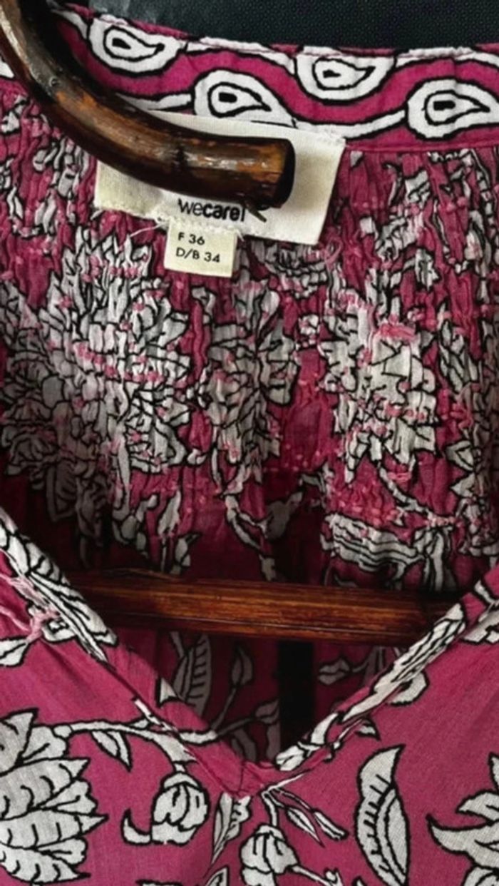 Blouse imprimée en coton bio fushia Libellule - photo numéro 14