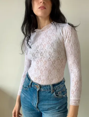 Body en dentelle années 90 blanc taille S 🦢