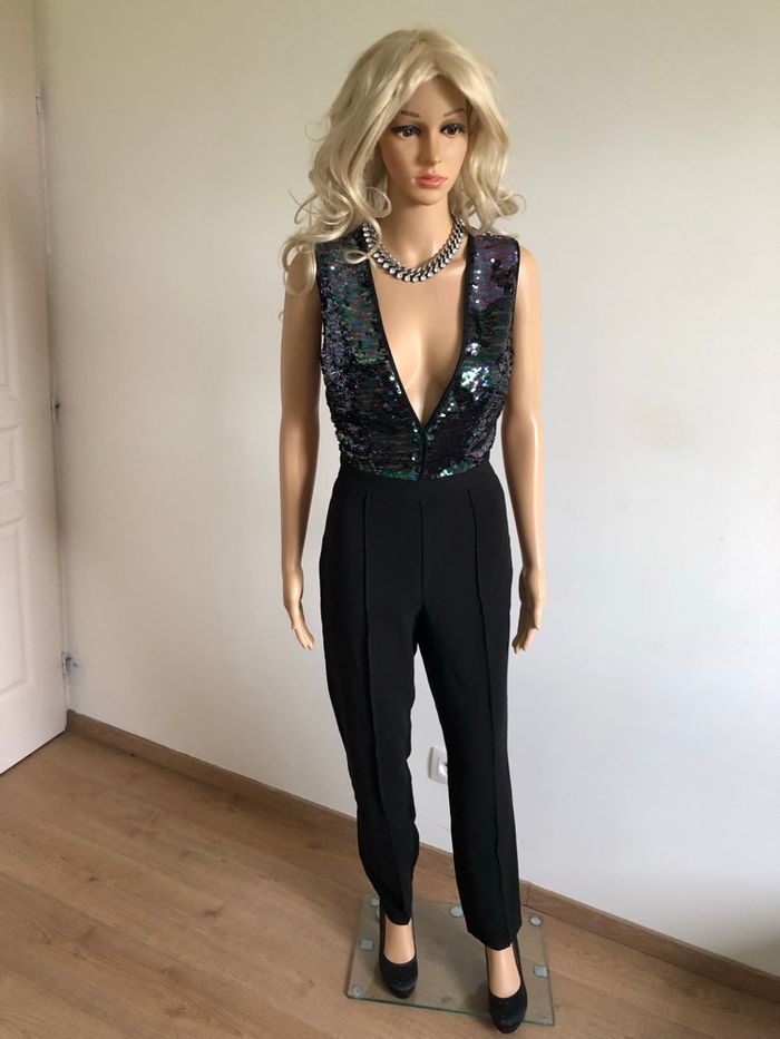 Combinaison noire neuve avec sequins Morgan taille 36 (valeur 95€) - photo numéro 3